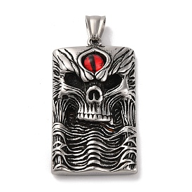 Halloween Theme 304 Stainless Steel Resin Pendants, Rectangle