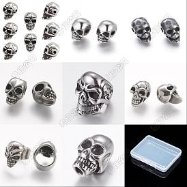 8 piezas 8 estilos de Halloween 304 cuentas de acero inoxidable, cabeza del cráneo