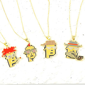 Pixel Character Pendant Necklace for Hip Hop and Cartoon Fans