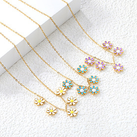 304 эмалированные нагрудные ожерелья с цветами из нержавеющей стали