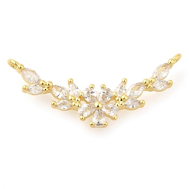 Rack Plating Brass Cubic Zirconia Pendants, Long-Lasting Plated, Lead Free & Cadmium Free, Flower with Wings