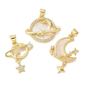 Латунные микро проложить кубического циркония подвески, звезда и луна, с оболочкой, без свинца и без кадмия, долговечный