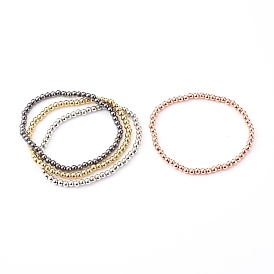 Brass Stretch Beaded Bracelets, Stackable Bracelets, Round
