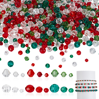 18 нити 18 стили рождественская тематика прозрачные стеклянные бусины нити, граненые, биконус/рондель