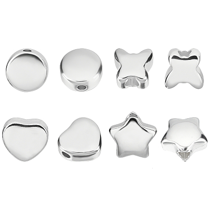 8 pièces 4 style 304 perles en acier inoxydable, forme mixte