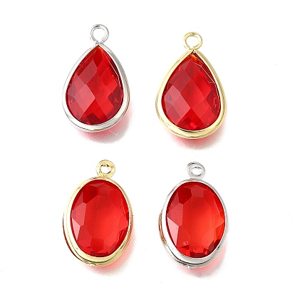 Стеклянные подвески, с латунью и прыгающим кольцом, граненые, долговечный, без кадмия и без свинца, стойки покрытие