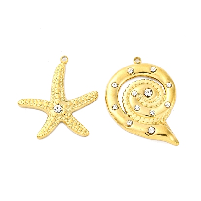 304 подвески из нержавеющей стали, с кристально горный хрусталь, ионное покрытие (ip), реальный 18 k позолоченный