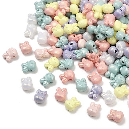 Непрозрачные акриловые бусины с УФ-покрытием, радужный, кролик с бантом