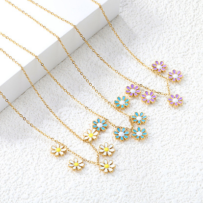 304 эмалированные нагрудные ожерелья с цветами из нержавеющей стали