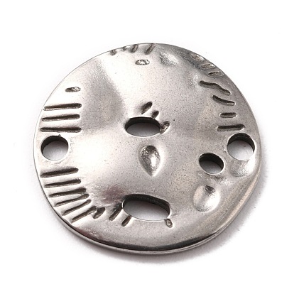 304 Stainless Steel Links Connectors, Textured, Flat Round