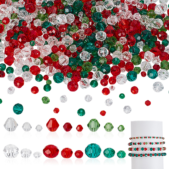 18 нити 18 стили рождественская тематика прозрачные стеклянные бусины нити, граненые, биконус/рондель