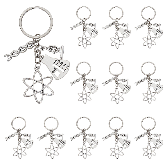 12шт. брелки из сплава, с железными кольцами, разнообразные