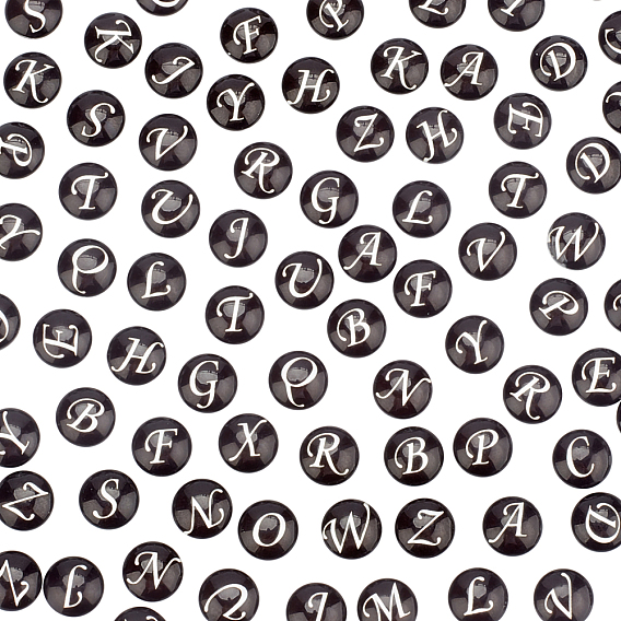 Кабошоны из стекла, полукруглый с буквой a ~ z