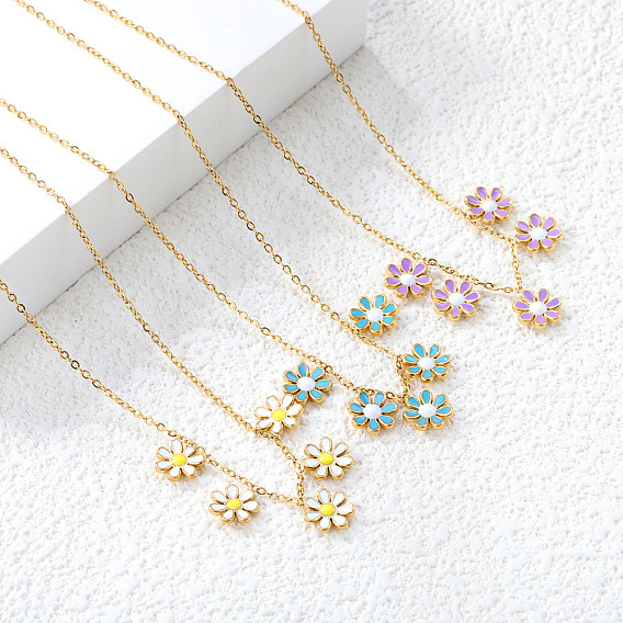 304 эмалированные нагрудные ожерелья с цветами из нержавеющей стали