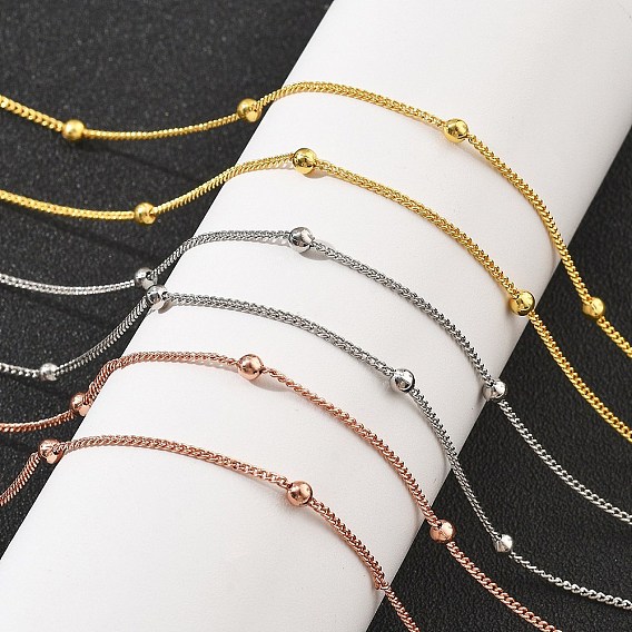 Латунные спутниковые цепочки ожерелья для женщин, 304 из нержавеющей стали застежкой омар, стойки покрытие, без свинца и без кадмия, долговечный