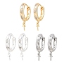 Conclusions de boucles d'oreilles huggie hoop en laiton micro pavé clair zircone cubique, motif losange, pour la moitié de perles percées, crémaillère plaquage, plaqué longue durée