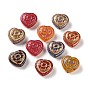 Perles lampwork, perles au chalumeau, faits à la main, coeur avec fleur, métal doré enlaça