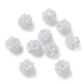 Cuentas tejidas de ágata azul natural con encaje, perlas de racimo, facetados, rondo