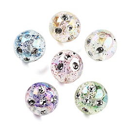 Opaque Acrylic Bead, with Glitter Powder, Round