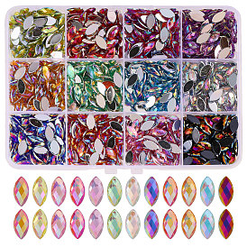 1440 шт 12 цвета стеклянные кабошоны со стразами, с покрытием на задной стороне, лошадиный глаз 