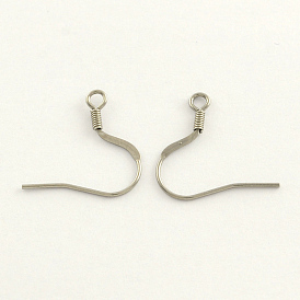 304 Stainless Steel French Earring Hooks, with Horizontal Loop, Flat Earring Hooks, 19x19x0.8mm, Hole: 2mm, 20 Gauge, Pin: 0.8mm