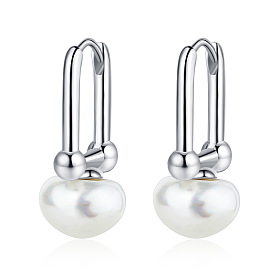 Manguito de oreja de perla vintage - diseño único, pendientes de plata con estilo, moda retra.