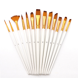 Paint Art Supplies Set, Wood Penholder Nylon Hair Brushes, with Gold Aluminium Tube