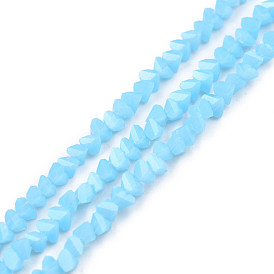 Imitation Jade Glass Beads Strands, Faceted Triangle