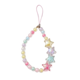 Acrylic Mobile Straps, Bead in Bead, Faceted, Star