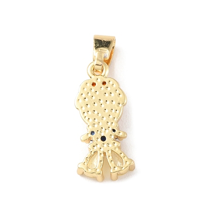 Brass Micro Pave Cubic Zirconia Pendants, with Glass, Long-Lasting Plated, Real 18K Gold Plated, Cadmium Free & Lead Free, Girl