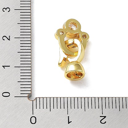 Rack Plating Brass Pave Clear Cubic Zirconia Fold Over Clasps, Cadmium Free & Lead Free, Long-Lasting Plated, Paw Print