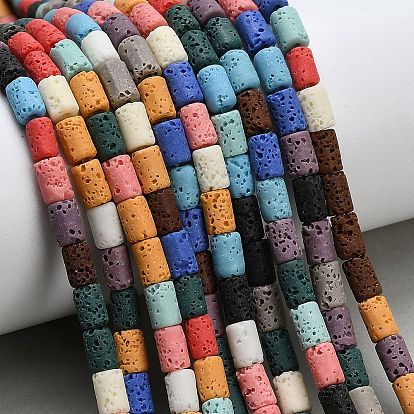 Синтетические бусины из лавы, окрашенные, колонка