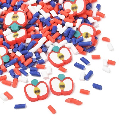 Handmade Polymer Clay Sprinkles Mix, Polymer Clay Cabochons, Apple Slice Shape, for Nail Art & Resin Decoration