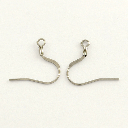 304 Stainless Steel French Earring Hooks, with Horizontal Loop, Flat Earring Hooks, 19x19x0.8mm, Hole: 2mm, 20 Gauge, Pin: 0.8mm