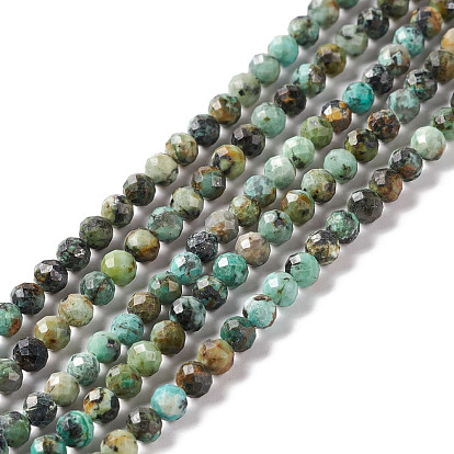 Natural African Turquoise(Jasper) Beads Strands, Faceted, Round