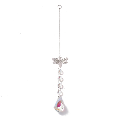 Hanging Suncatcher, Iron & Faceted Glass Pendant Decorations, with Jump Ring, Bees