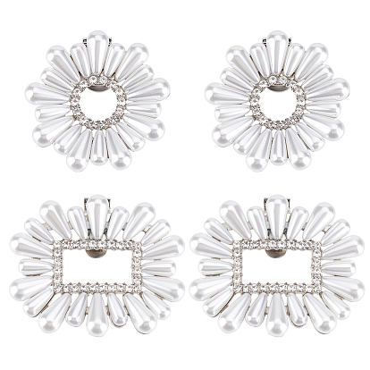 4 шт. 2 стили цветок и прямоугольник съемные литые стразы пряжки для обуви клипсы, с бусинами из ПВХ, имитирующим жемчуг