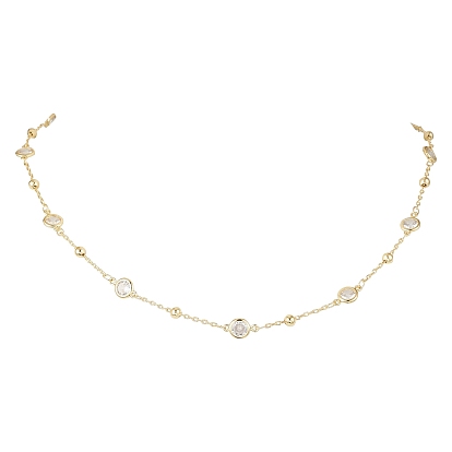 Латунные ожерелья-сателлиты, латунные прозрачные кубические цирконии плоские круглые звенья ожерелья