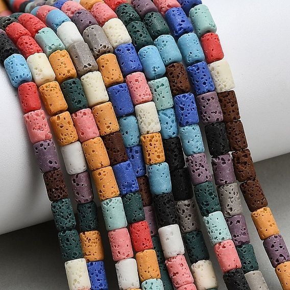 Синтетические бусины из лавы, окрашенные, колонка