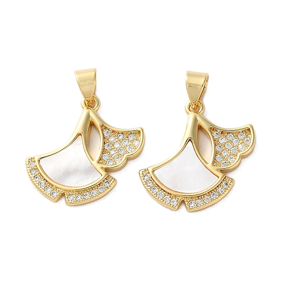 Латунные микро проложить кубического циркония подвески, с оболочкой, подвески из листьев гинкго, стойки покрытие, прочное покрытие, без кадмия и без свинца