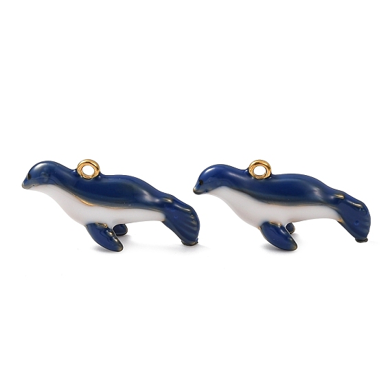 304 подвески из нержавеющей стали, с эмалью, ионное покрытие (ip), реальный 18 k позолоченный, амулеты в виде морских львов