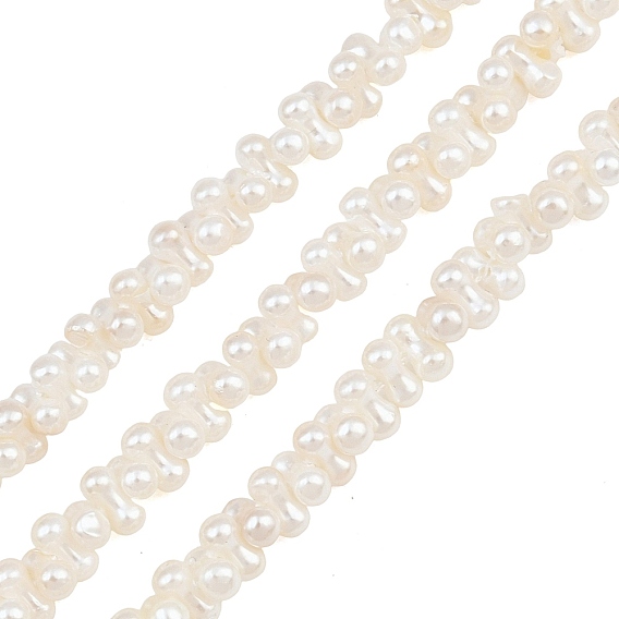Electroplated Shell Pearl Beads Strands, Bone Shape