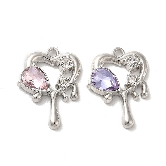 Подвески из сплава, со стеклом, платина, без свинца и без кадмия, очарование тающего сердца