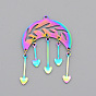 Ion Plating(IP) 201 Stainless Steel Pendants, Laser Cut, Moon with Heart