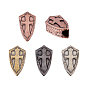 4Pcs 4 Colors Brass European Beads, Large Hole Beads, Cross Shield