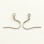 304 Stainless Steel French Earring Hooks, with Horizontal Loop, Flat Earring Hooks, 19x19x0.8mm, Hole: 2mm, 20 Gauge, Pin: 0.8mm