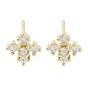 Brass Micro Pave Clear Cubic Zirconia Studs Earring, Flower