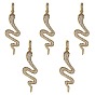 5Pcs rass Micro Pave Cubic Zirconia Pendants, Snake, Clear