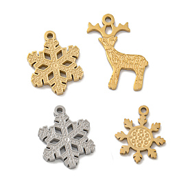 Christmas 304 Stainless Steel Charms, Deer & Snowflake Charm