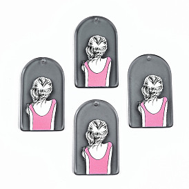 Прозрачные акриловые подвески, 3 d распечатано, полуовал с женским узором